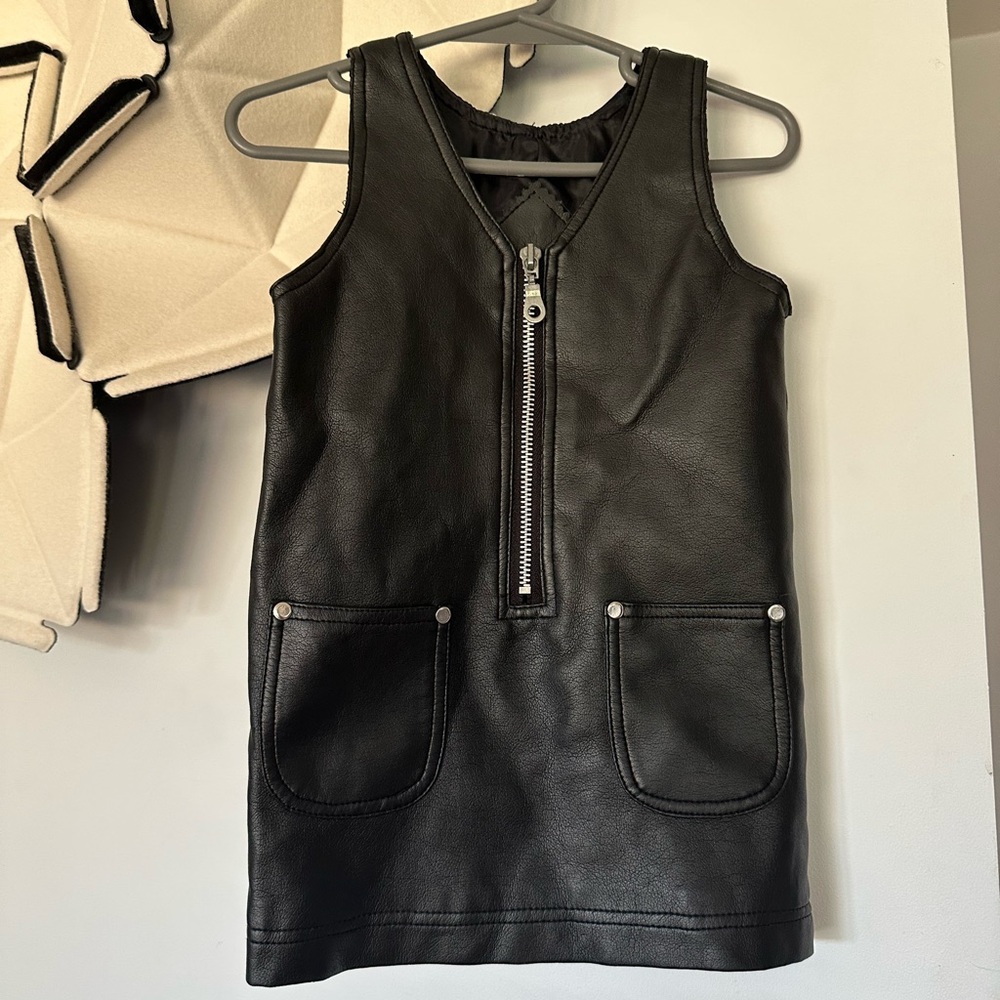 3T toddler girls vintage leather jumper dress black fall